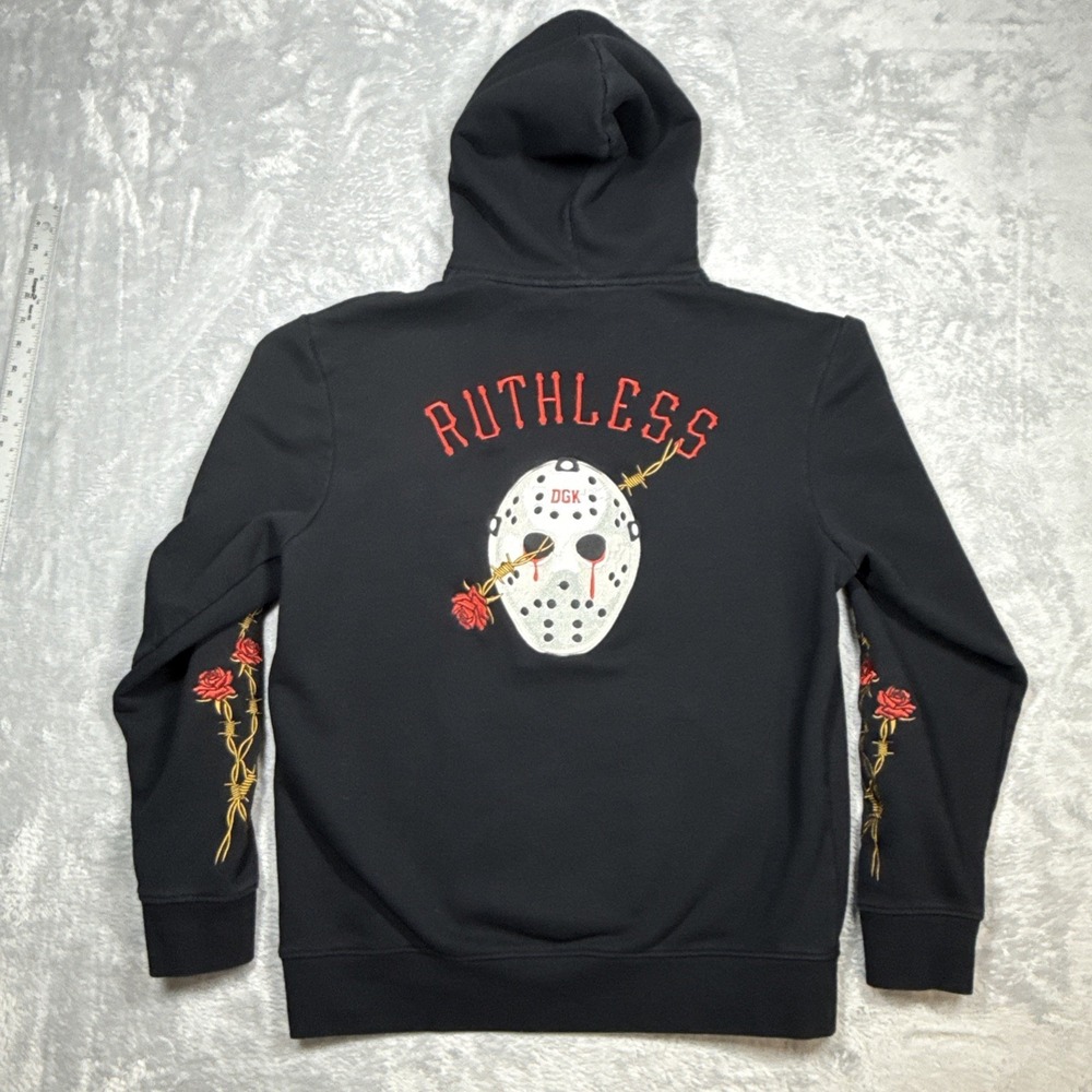DGK Ruthless Hoodie Men Large Black Y2K Skate Streetwear Hype Core Graphic
